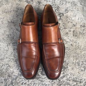 Magnanni Brown Double Monk Strap Leather Dress Shoes ‘Javea’ 18432 Men’s Size 9M